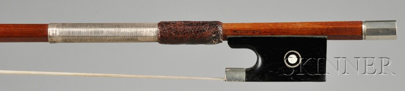 Appraisal: French Silver Mounted Violin Bow Morizot Freres the round stick