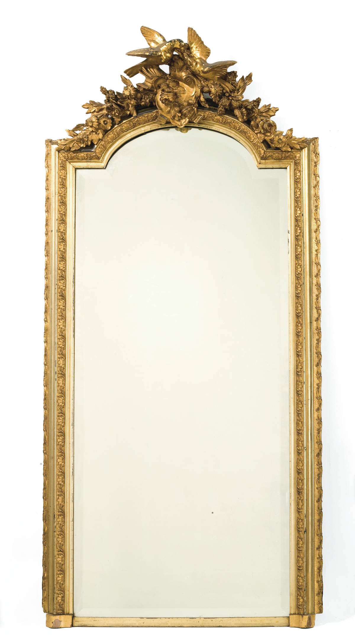 Appraisal: CONTINENTAL LOUIS XVI STYLE GILTWOOD PIER MIRROR The rectangular mirror