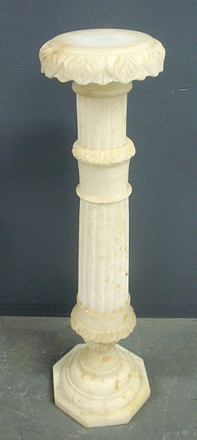 Appraisal: - Carved alabaster column-form pedestal h x dia -