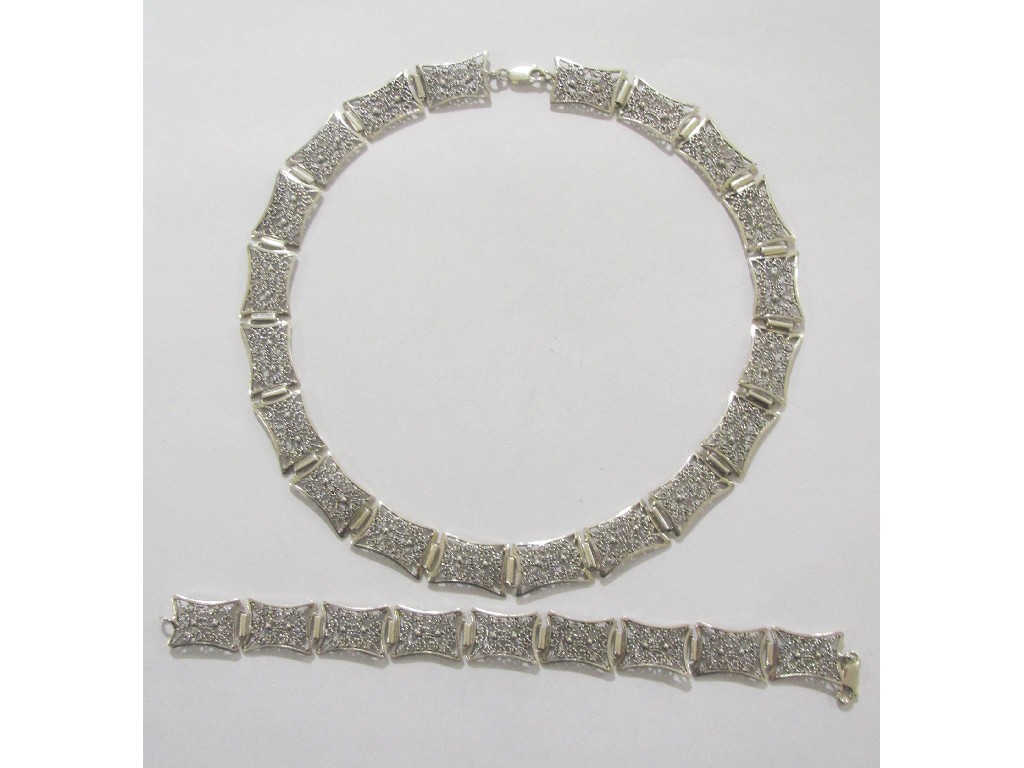 Appraisal: Silver filigree work silver necklace with matching bracelet