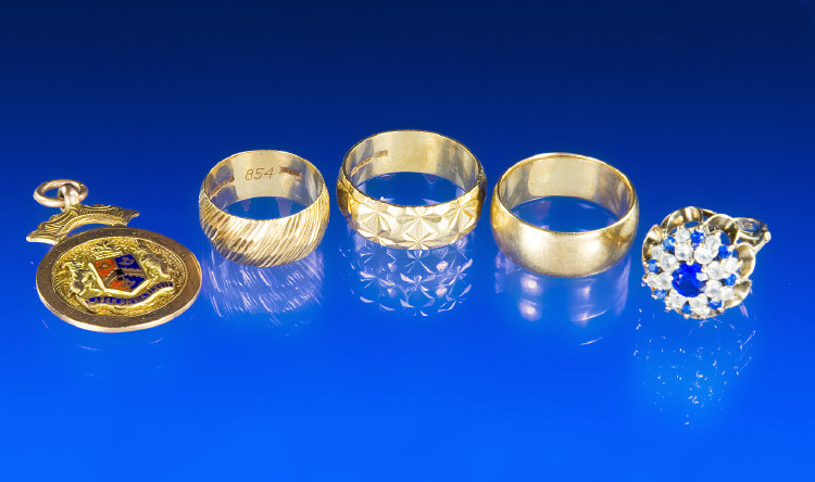 Appraisal: Collection Of ct Gold Rings Comprising Wedding Bands And A