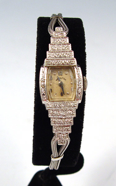 Appraisal: K LADIES DIAMOND HAMILTON WRISTWATCH K white gold lady's Hamilton