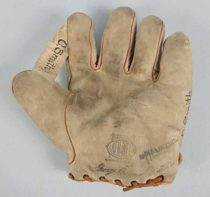 Appraisal: Early George Burns Baseball Glove Description Right handed glove made