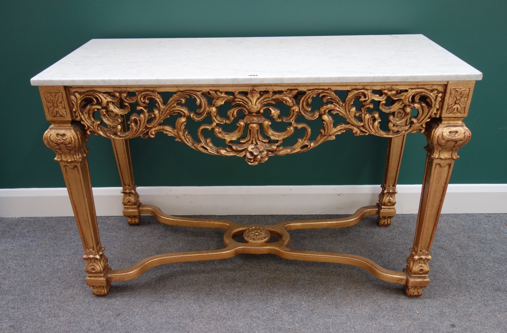 Appraisal: An th century style console table the rectangular white marble