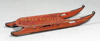 Appraisal: Painted wood and iron sled Black Beauty runners with scrolled