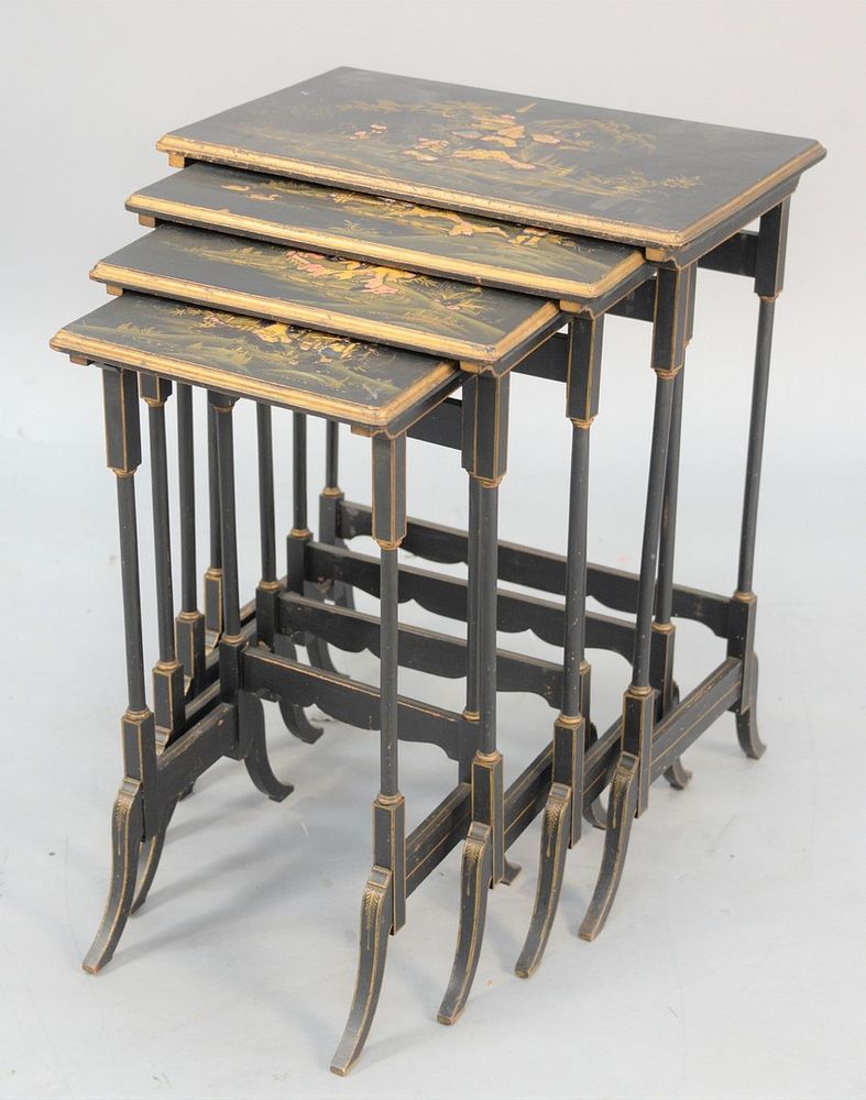 Appraisal: Set of four Jappaned stacking tables ht top x Estate