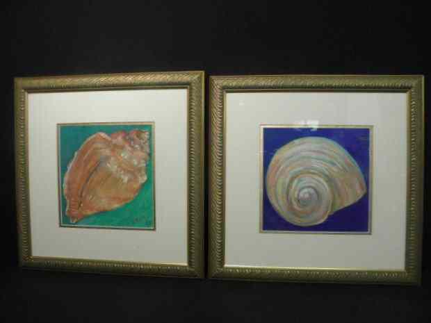 Appraisal: Lot of two pastels depicting sea shells Signed ''J Roch''