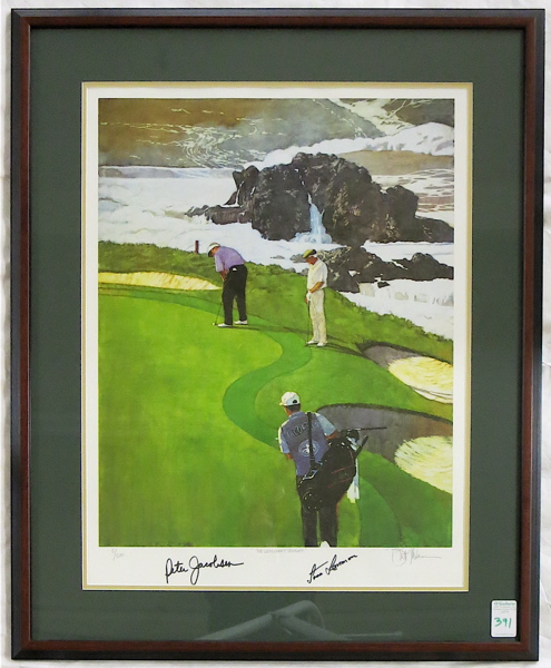 Appraisal: AUTOGRAPHED GOLF PRINT The Legendary Seventh Fred Meyer Challenge by