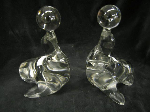 Appraisal: Pair of Figural Glass Figurines of Seals with ball excellent