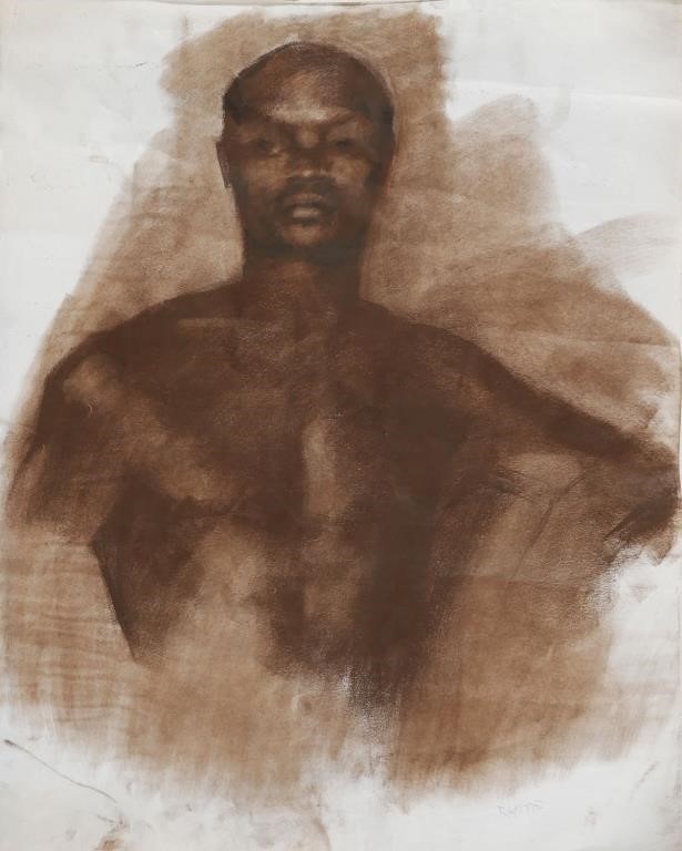 Appraisal: Charcoal or pastel portrait of an African American man by