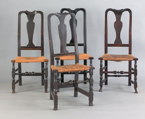 Appraisal: Four New England Queen Anne painted dining chairs th c