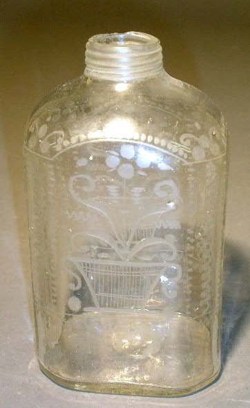 Appraisal: Stiegel type case bottle with a threaded top and wheel