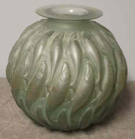 Appraisal: R Lalique Fish Vase From a Park Avenue NYC estate