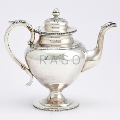 Appraisal: JOHN CURRY AMERICAN COIN SILVER COFFEE POT Urn form with