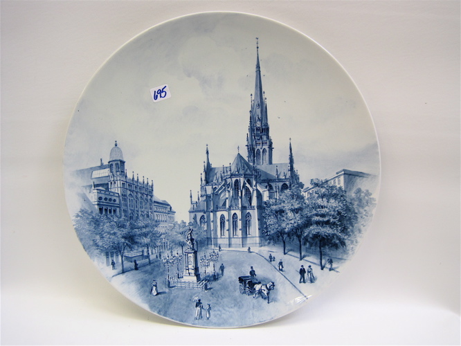 Appraisal: VILLEROY BOCH PORCELAIN WALL PLAQUE of th century street scene