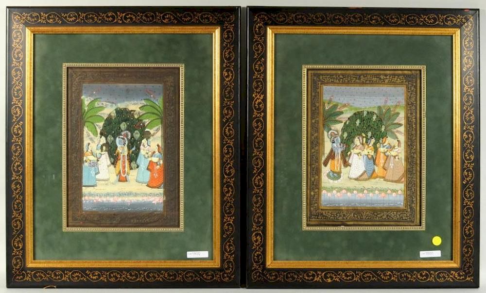 Appraisal: Two Framed Indian Paintings Of Krishna Two framed Indian paintings