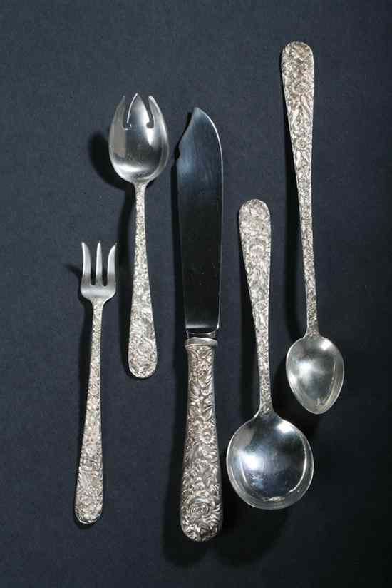 Appraisal: -PIECE S KIRK SON STERLING SILVER PARTIAL FLATWARE SERVICE ''Repouss