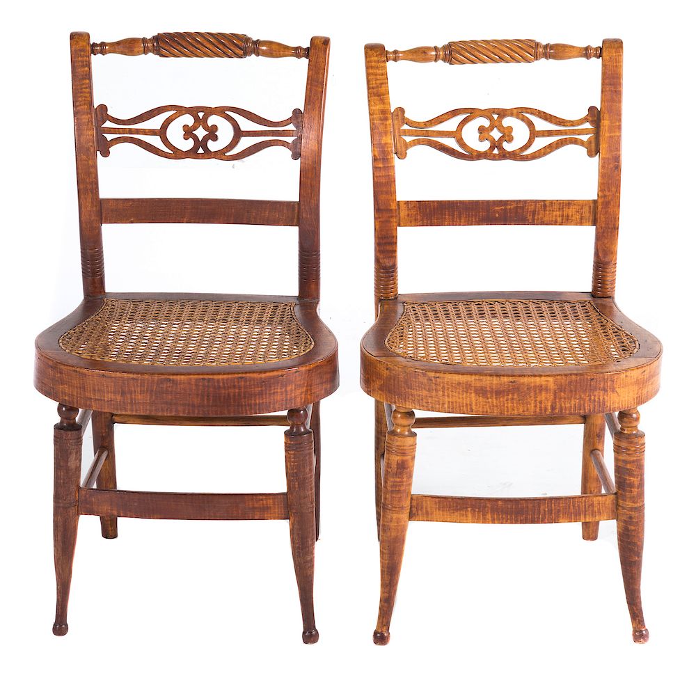 Appraisal: Pair of Federal tiger maple side chairs early th century