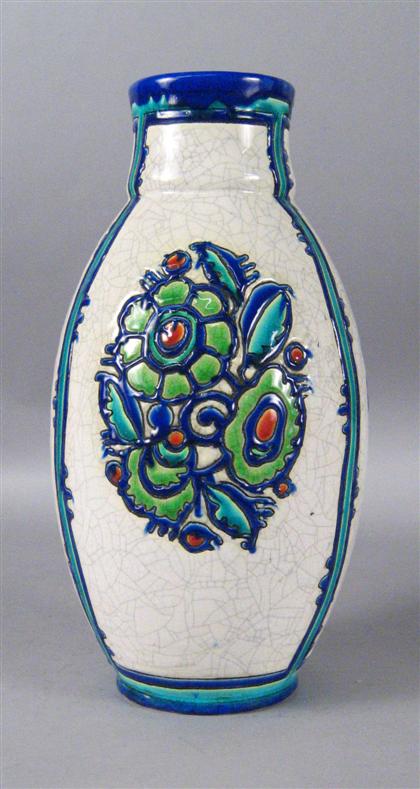 Appraisal: Boch Freres polychrome decorated earthenware vase charles catteau model circa