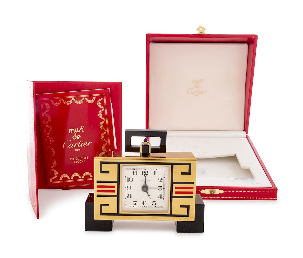 Appraisal: A Cartier Art Deco Style Enameled Desk Clock A Cartier