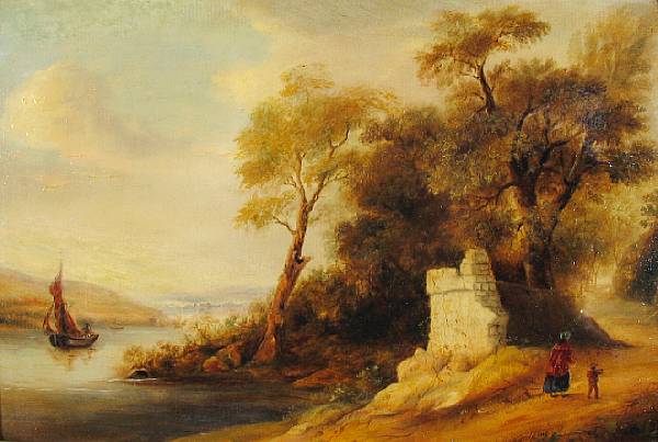 Appraisal: Manner of Copley Fielding A river landscape with a mother