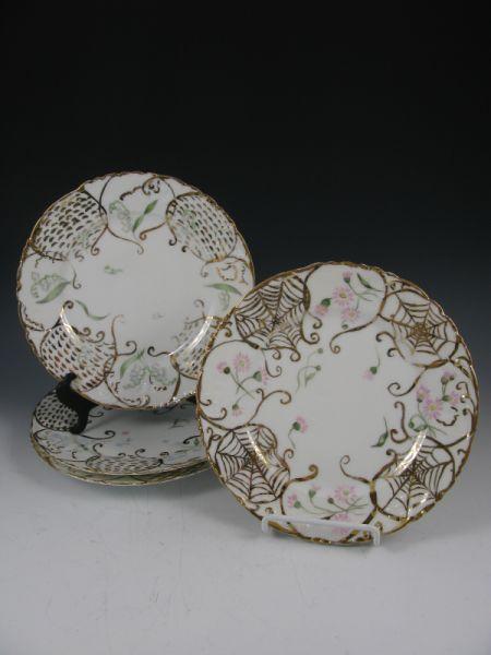 Appraisal: Set of Four Hand-Painted French Dessert Plates white porcelain blanks