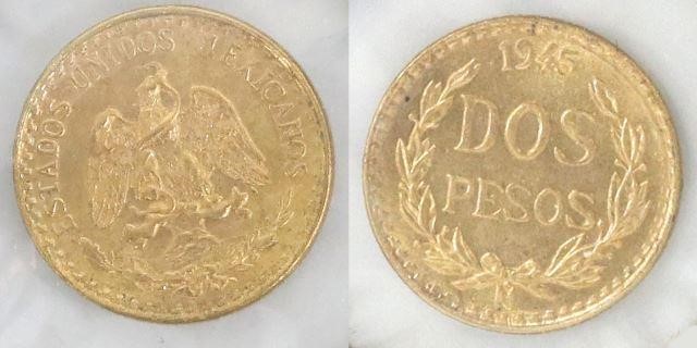 Appraisal: lot of Mexico fine gold dos pesos coins dated