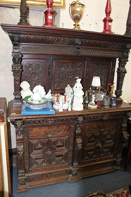 Appraisal: AN ANTIQUE OAK JACOBEAN STYLE DRESSER the raised back with