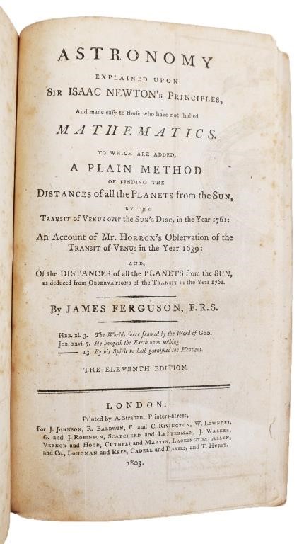 Appraisal: ASTRONOMY ISAAC NEWTON'S PRINCIPLES Astronomy Explained Upon Sir Isaac Newton's