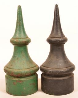 Appraisal: Two Cast Iron Post Finials One painted green one painted