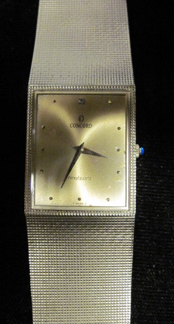 Appraisal: Gentleman's karat yellow gold wristwatch Concord Rectangular cased yellow gold