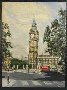 Appraisal: An oil on board view of Big Ben signed and