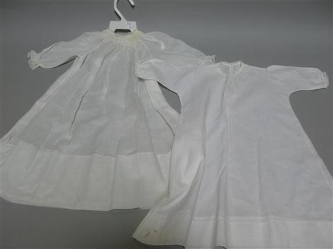 Appraisal: TWO INFANT GOWNS White cotton machine-made day gowns the first