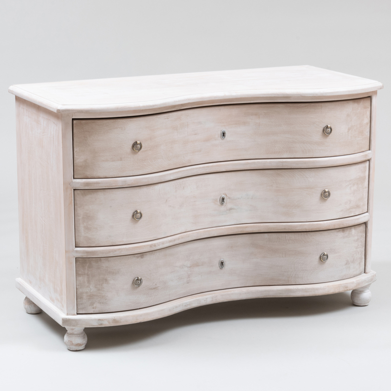 Appraisal: Swedish Baroque Style Cream Painted Serpentine Chest of Drawers of