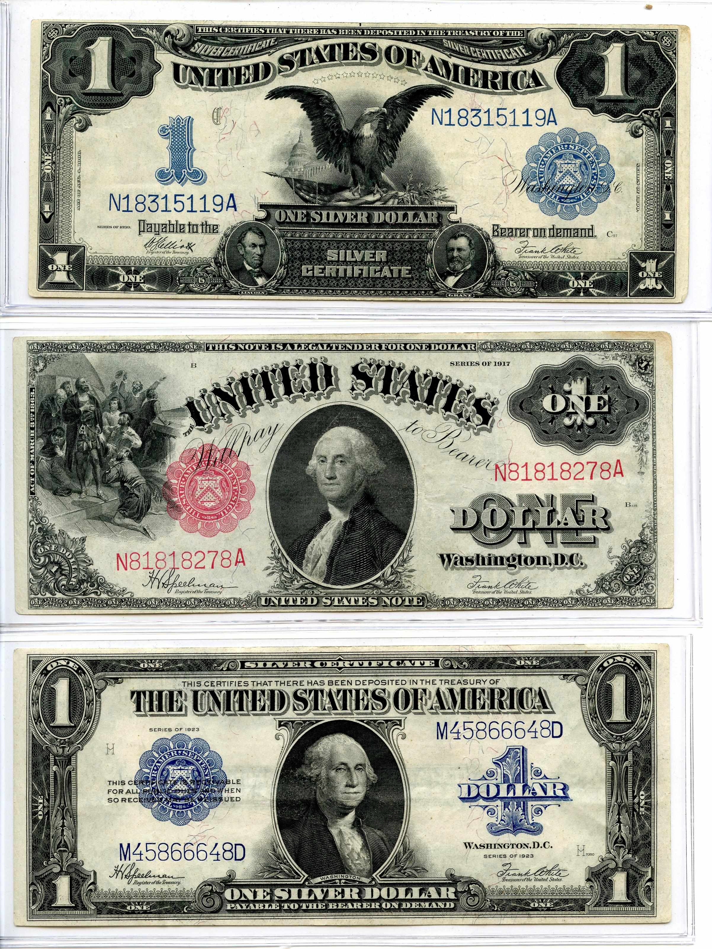 Appraisal: Collection of Currency Including Fr ''Black Eagle'' Silver Certificate Fr