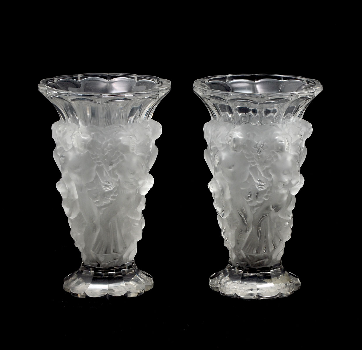 Appraisal: PR OF WEIL BOHEMIAN LALIQUE STYLE NUDE FIGURAL VASES A