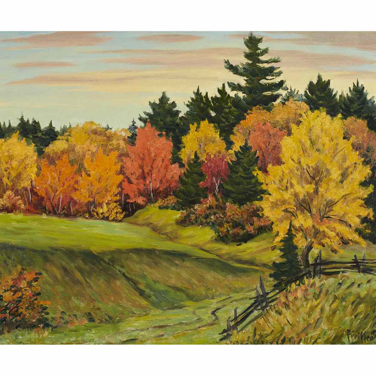 Appraisal: GORDON EDWARD PFEIFFER AUTUMN TREES Medium oil on board signed