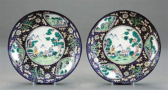 Appraisal: Pair Chinese Canton enamel bowls mid th centurypainted with scenic