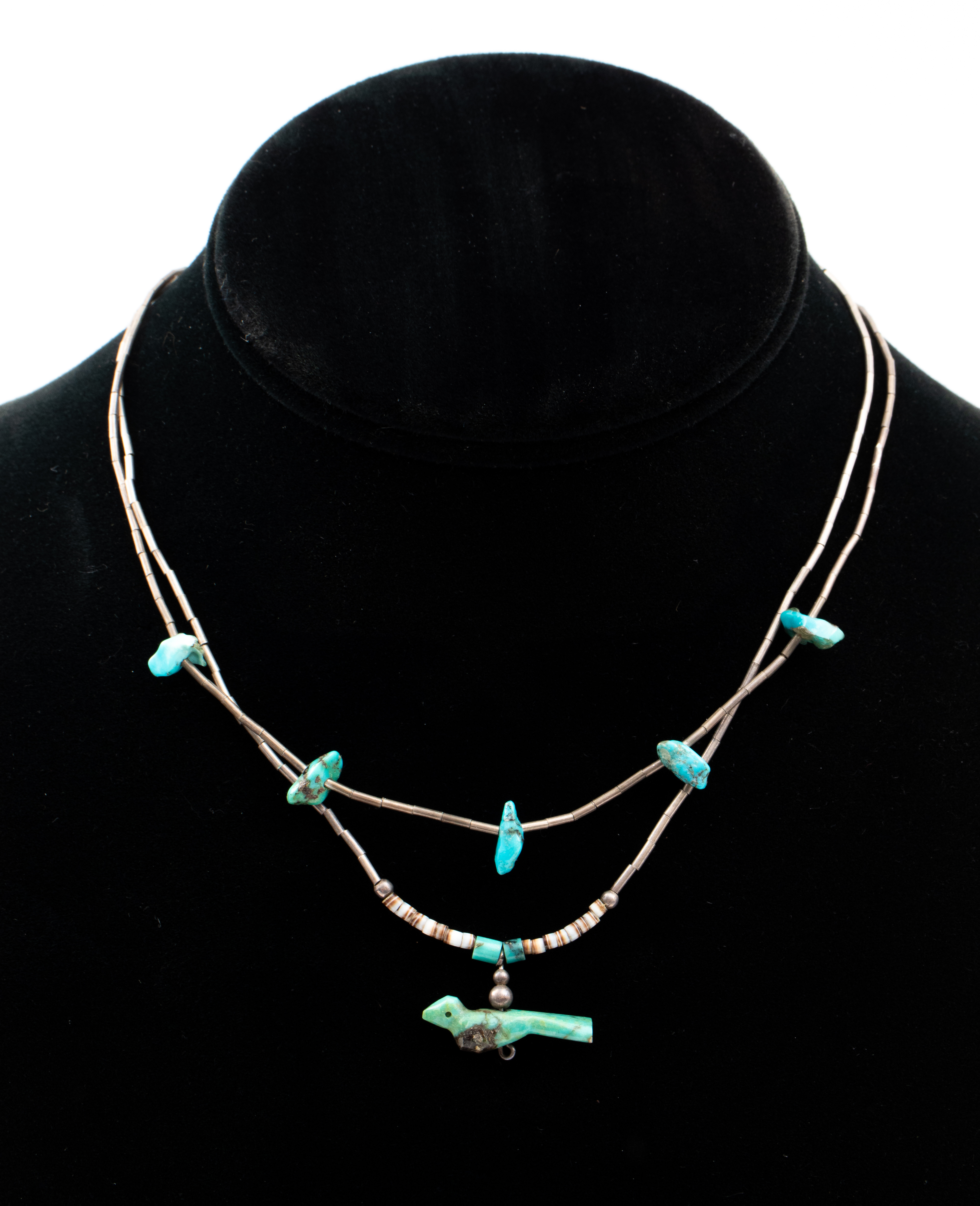 Appraisal: NAVAJO SILVER TURQUOISE NECKLACE LOT OF Vintage Navajo silver turquoise