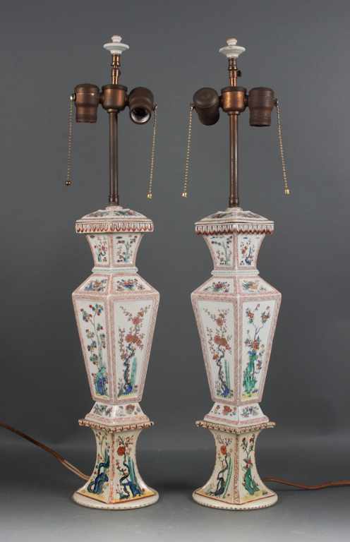 Appraisal: Pair of Japanese Kakiemon porcelain vases mounted as lamps square