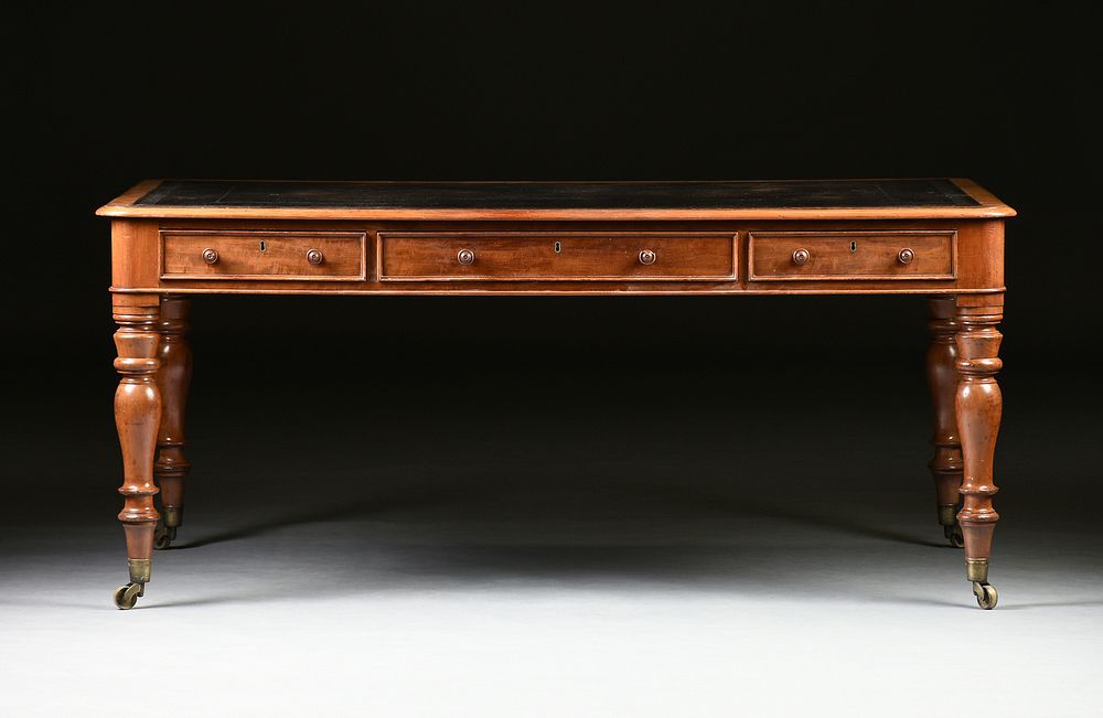 Appraisal: A REGENCY MAHOGANY LEATHER TOP PARTNER'S DESK WILLIAM IV -