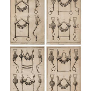 Appraisal: Four Engravings Depicting Horse Spurs after Louis-Jacques Goussier French th