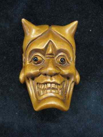 Appraisal: Carved Boxwood Netsuke of a Devil Mask '' x ''