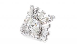 Appraisal: An Art Deco Platinum Diamond Ring Designed as a crossover