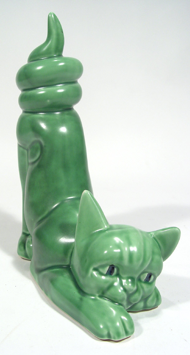 Appraisal: Green glazed Sylvac cat with twisted tail stamped numbers and