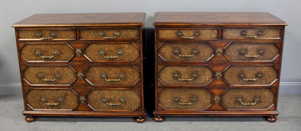 Appraisal: Pair of Theodore Alexander Over Drawer Comodes On raised bun