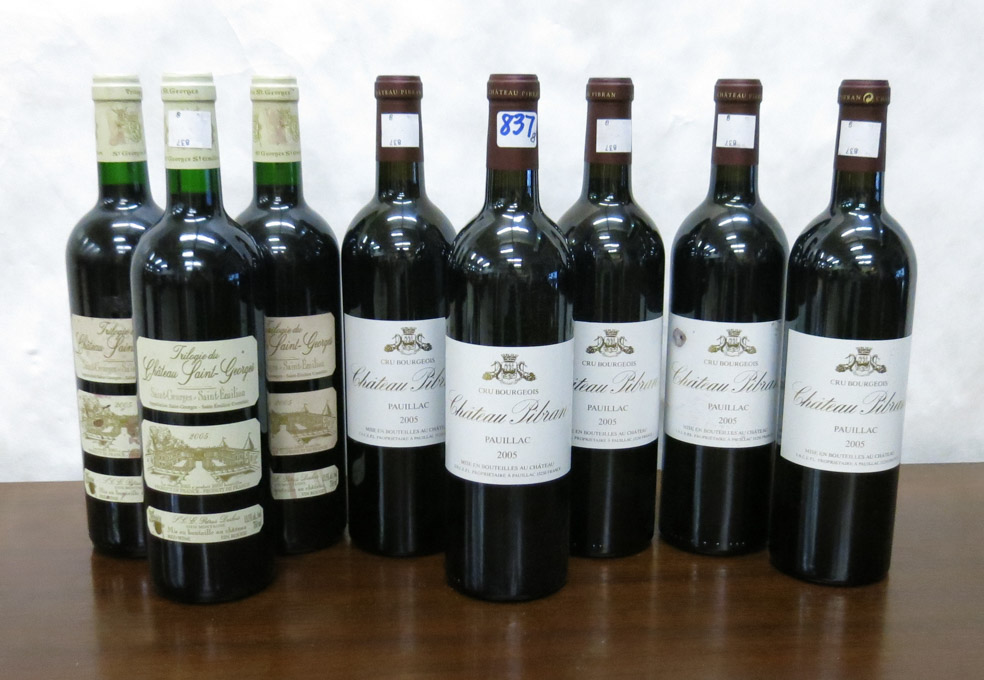 Appraisal: EIGHT BOTTLES OF VINTAGE FRENCH RED BORDEAUX WINE Chateau Pibran