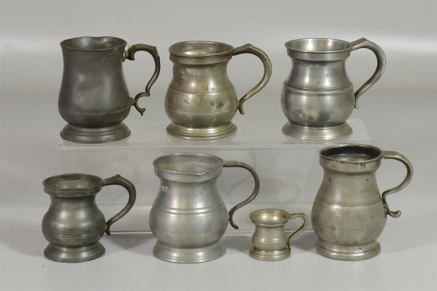 Appraisal: Assembled set of pewter measures all th C tallest -