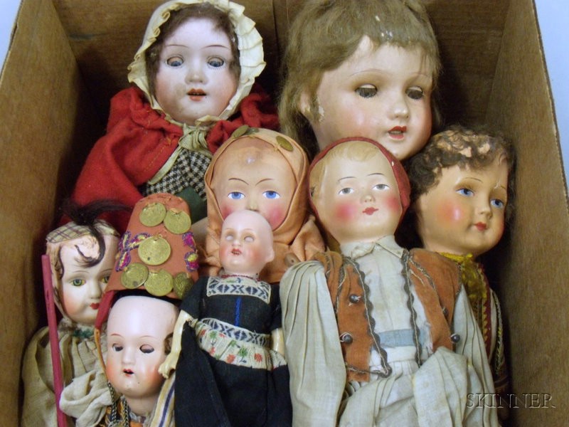 Appraisal: Group of Eight Costumed Dolls early th century three with