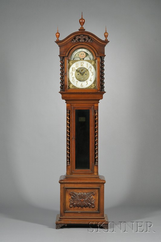 Appraisal: Elliott Mahogany Tall Clock London c the serpentine-shaped hood with